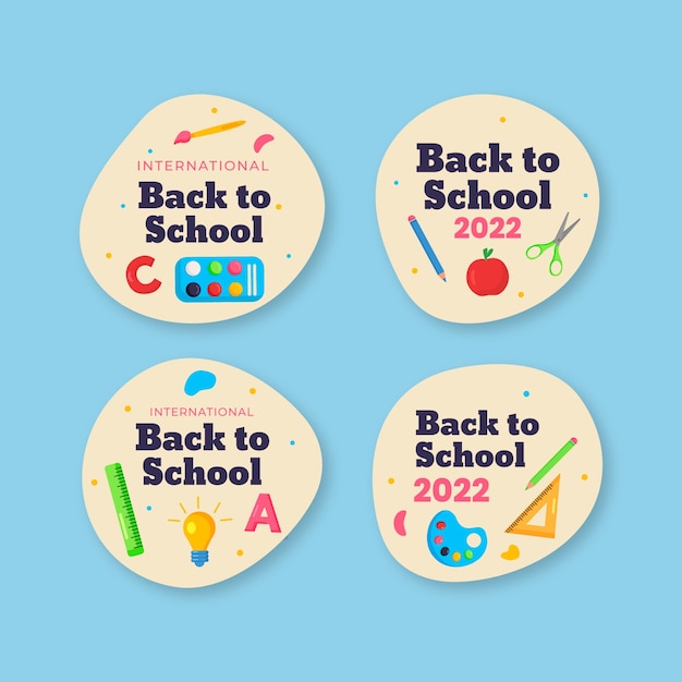 Free vector flat back to school labels collection