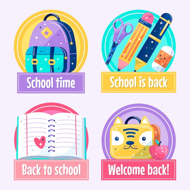 Free vector flat back to school labels collection