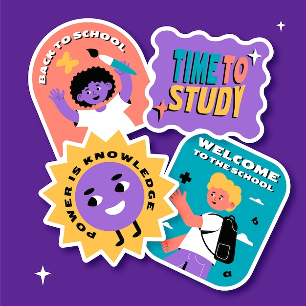 Free vector flat back to school labels collection