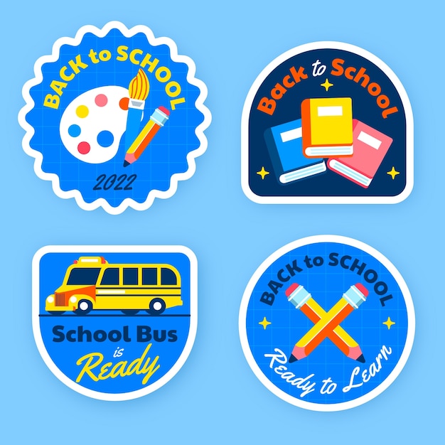 Free vector flat back to school labels collection