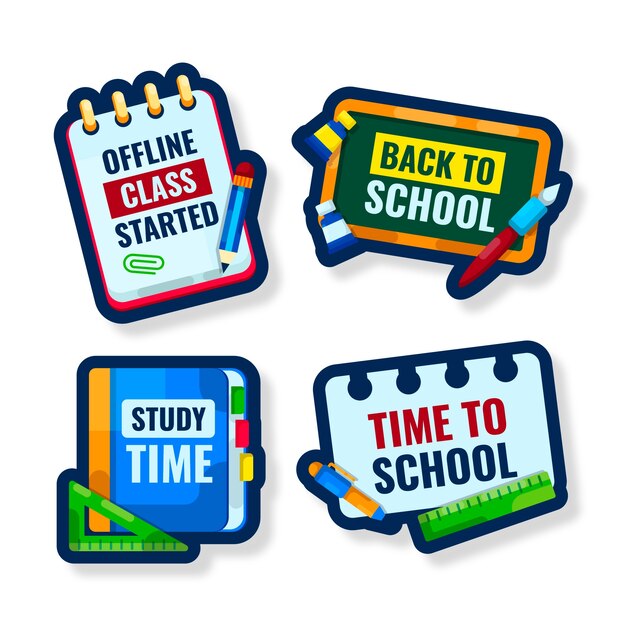 Flat back to school labels collection