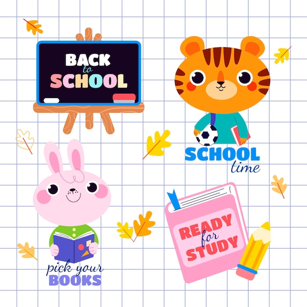 Flat back to school labels collection