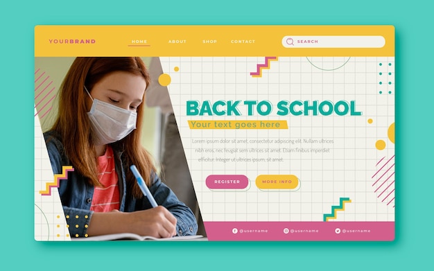 Free vector flat back to school landing page template with photo