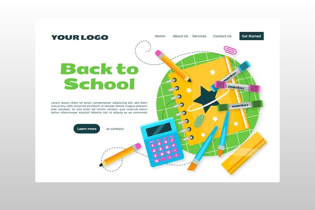 Free vector flat back to school landing page template