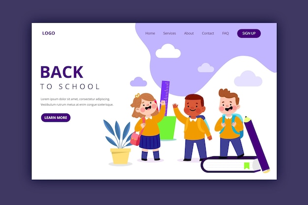 Free vector flat back to school landing page template