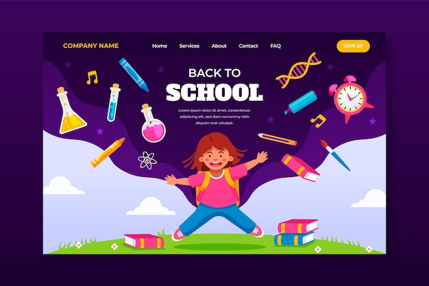 Free vector flat back to school landing page template