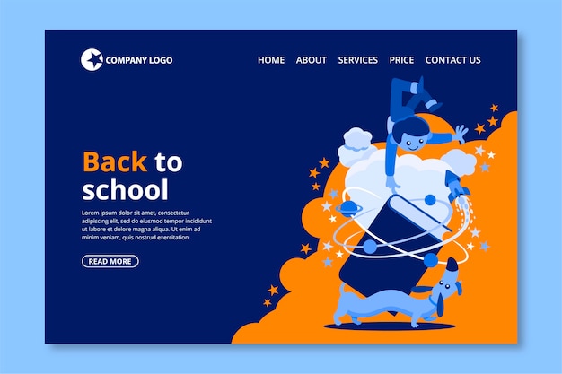 Free vector flat back to school landing page template