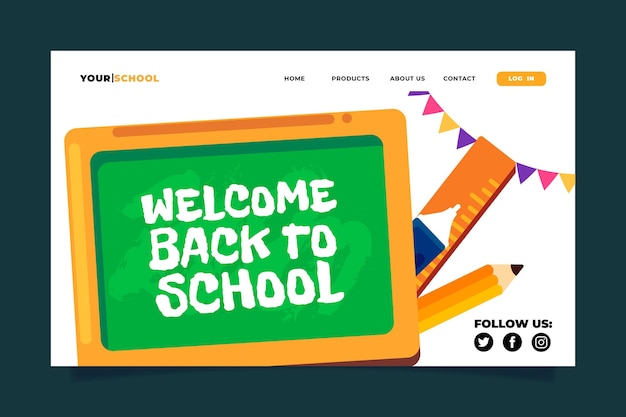 Free vector flat back to school landing page template