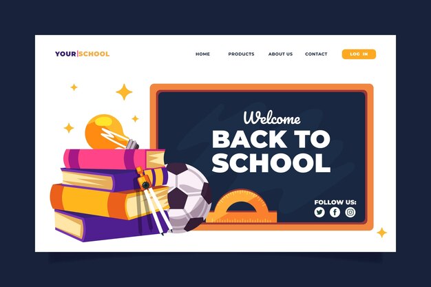 Flat back to school landing page template