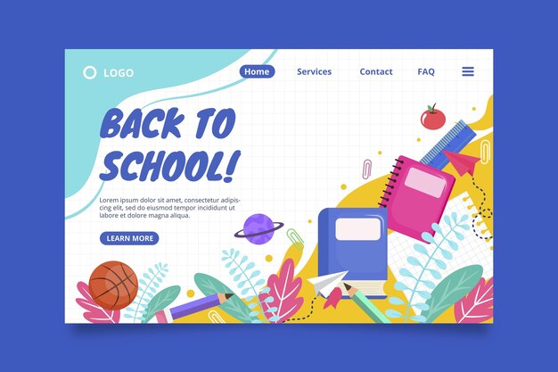 Flat back to school landing page template