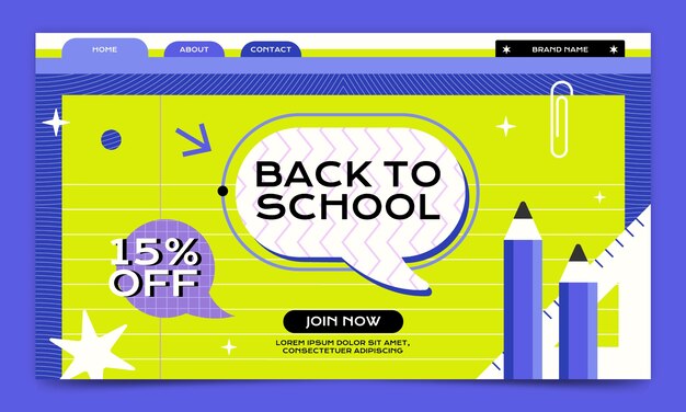 Flat back to school landing page template