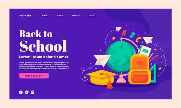 Flat back to school landing page template