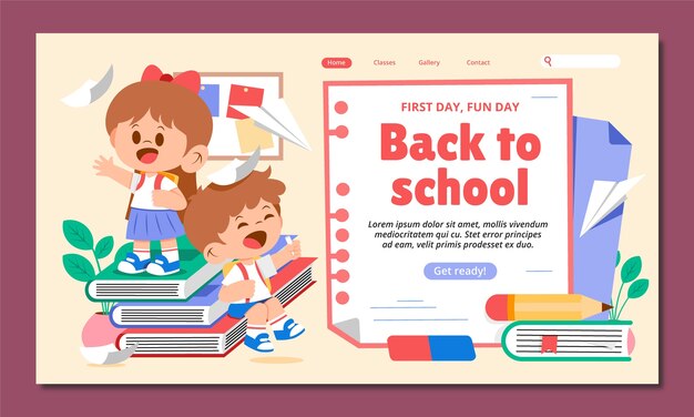 Flat back to school landing page template