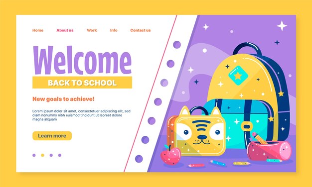 Flat back to school landing page template