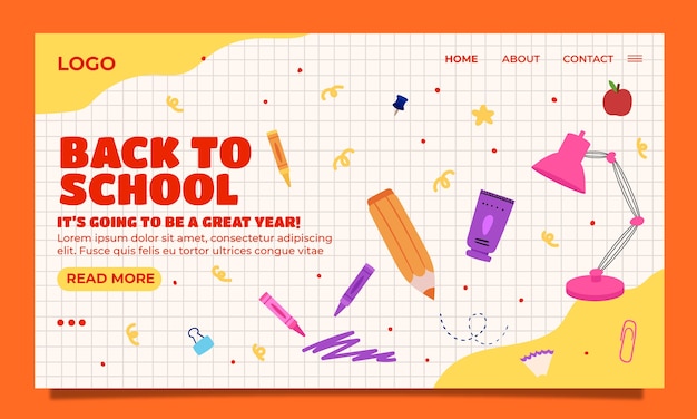 Free vector flat back to school landing page template