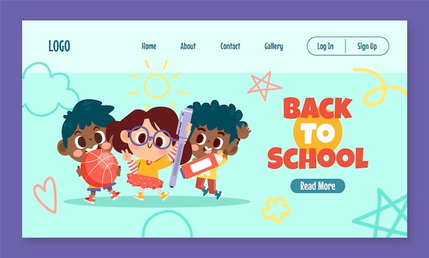 Free vector flat back to school landing page template