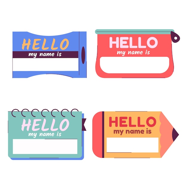 Flat back to school name cards templates