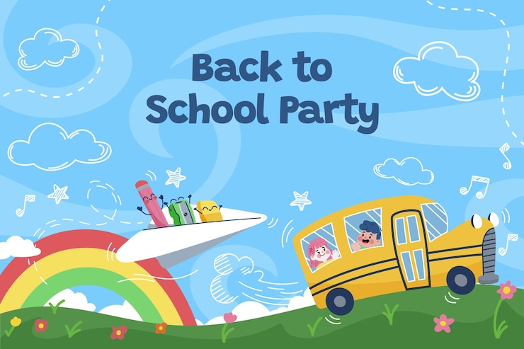 無料Vector 学校のパーティーのイラストにフラットバック