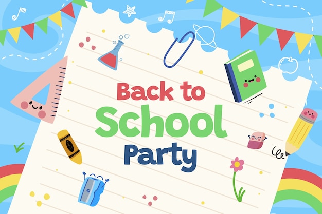 Free Vector flat back to school party illustration