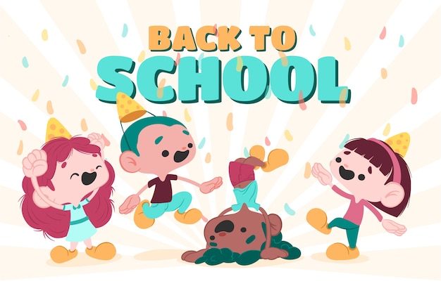 flat back to school party illustration