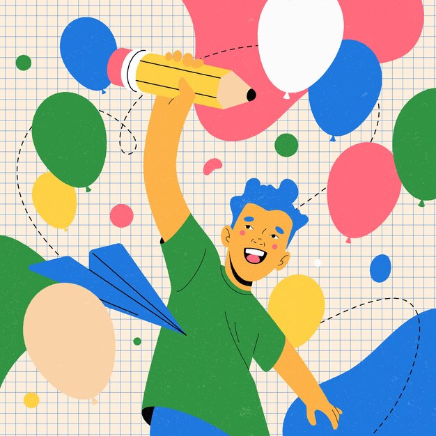 Flat back to school party illustration