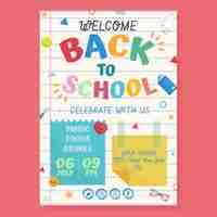 Free vector flat back to school party vertical poster template