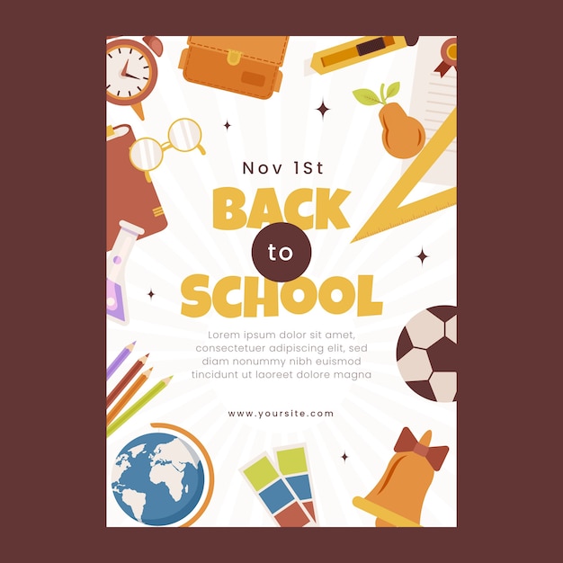 Free vector flat back to school party vertical poster template