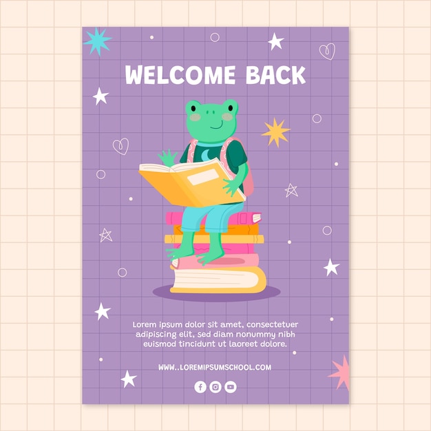 Flat back to school party vertical poster template