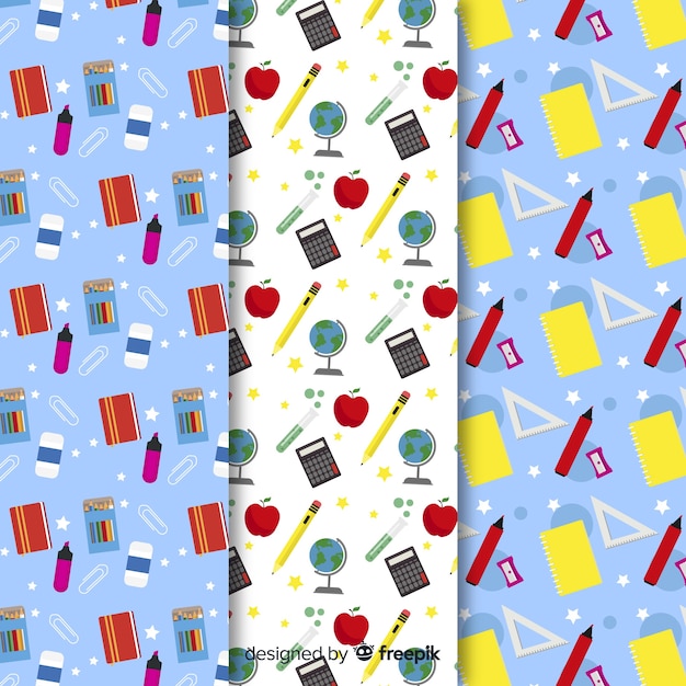 Flat back to school pattern collection