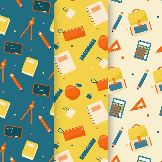 Free vector flat back to school pattern collection