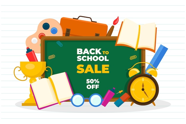 Flat back to school sale background