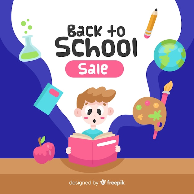 Flat back to school sales background