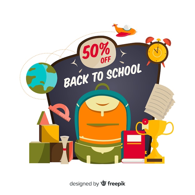 Flat back to school sales background