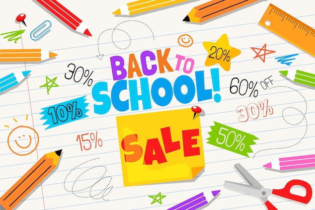 Flat back to school sales background