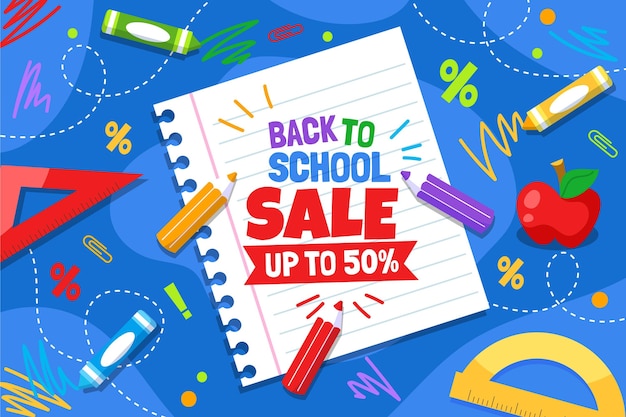 Free vector flat back to school sales background