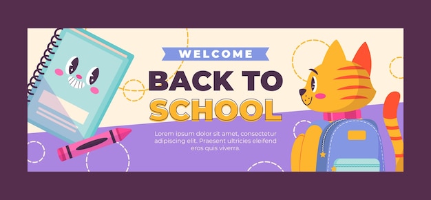 Flat back to school social media cover template