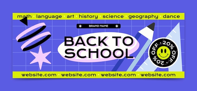 Vettore gratuito modello di copertina per social media flat back to school