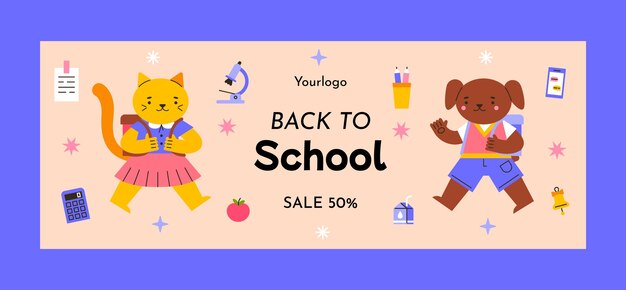 Flat back to school social media cover template