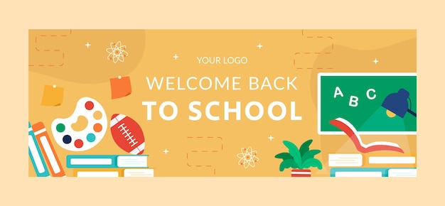 Vettore gratuito modello di copertina per social media flat back to school