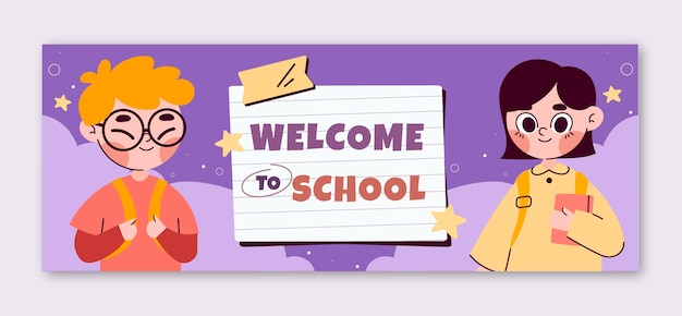 Modello di copertina per social media flat back to school