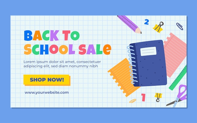 Free vector flat back to school social media post template with school supplies