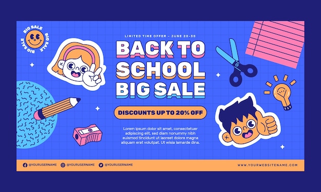 Free vector flat back to school social media promo template