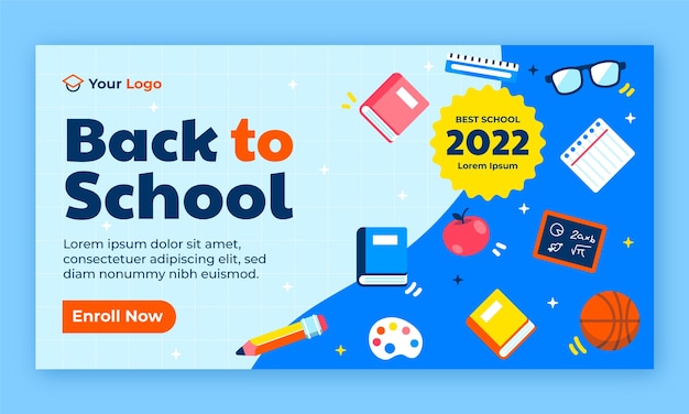 Free vector flat back to school social media promo template