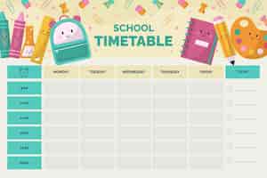 Free vector flat back to school timetable template