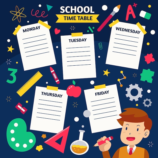 Flat back to school timetable template