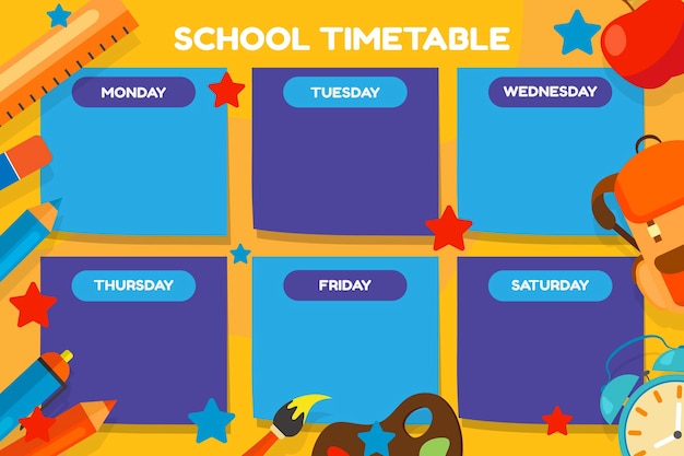 Flat back to school timetable template