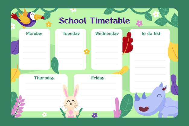 Flat back to school timetable template