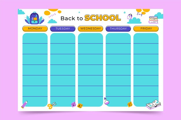 flat back to school timetable template