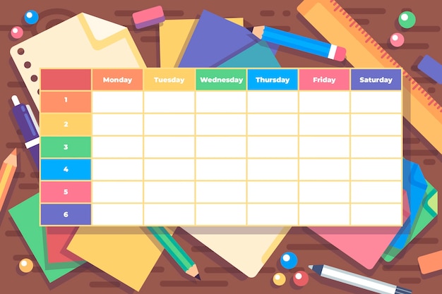 Free vector flat back to school timetable