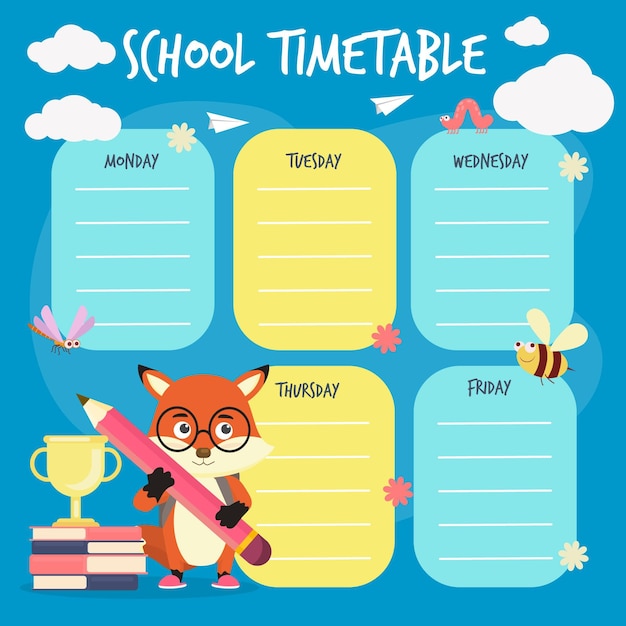 Free vector flat back to school timetable